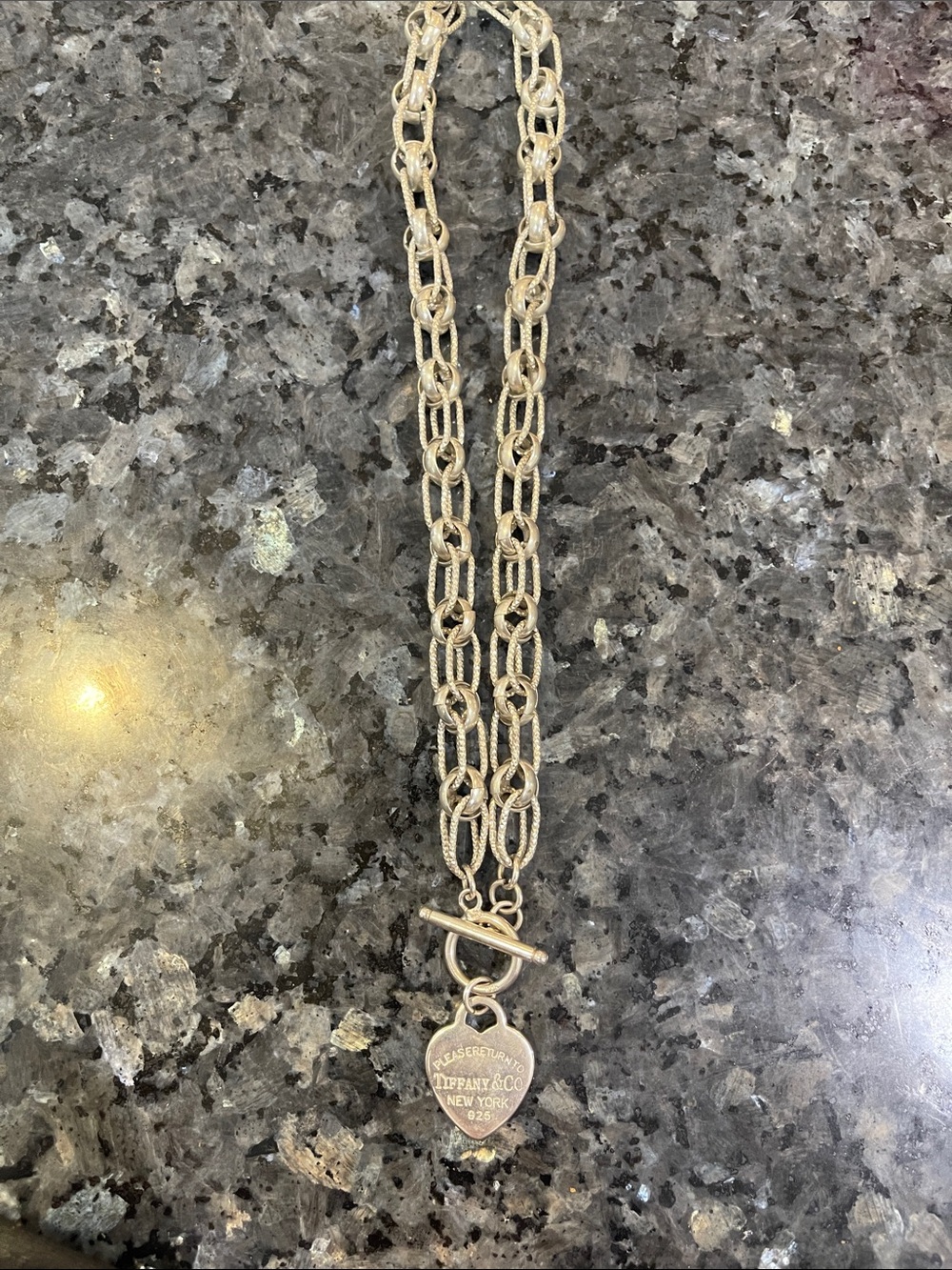 Tiffany & Co. Silver Heart Tag Toggle Necklace